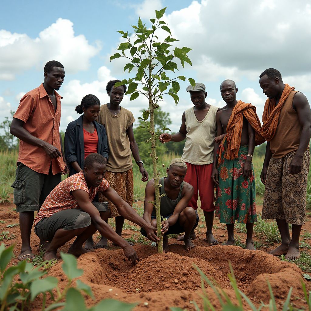 Ọjọ gbingbin igi agbegbe ni abule igberiko